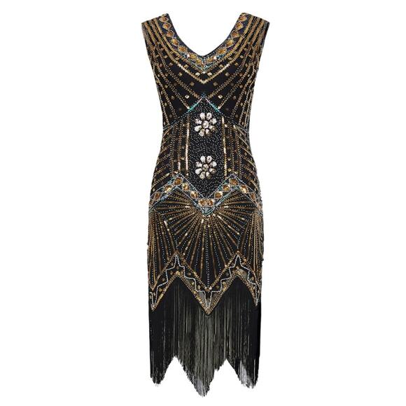 Beaded Flapper Dress NWT + Gloves & Fishnets 4XL - Picture 3 of 8